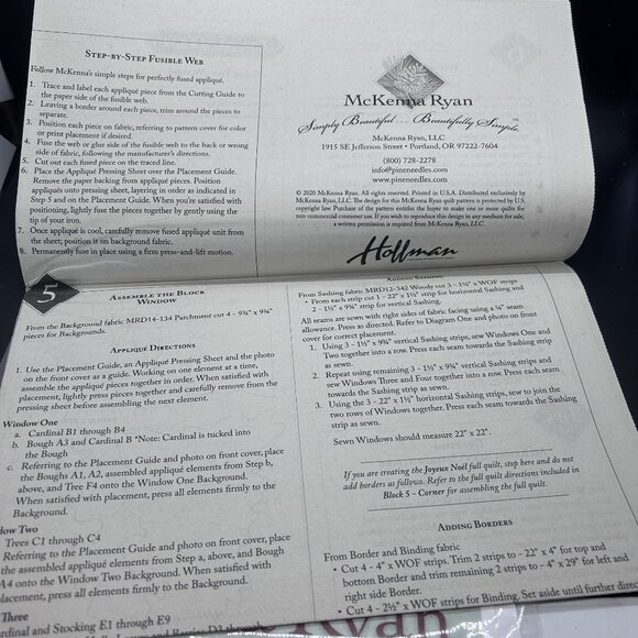 McKenna Ryan Joyeux Noel “JN02, Window” Applique Quilt Sewing Pattern Uncut FF - Picture 4 of 6